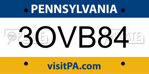 3OVB84 Pennsylvania License Plate