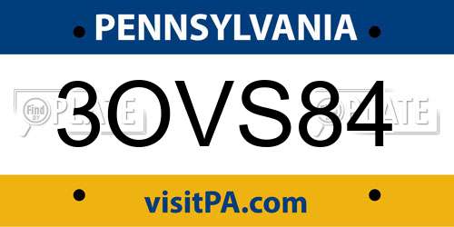 3OVS84 Pennsylvania License Plate