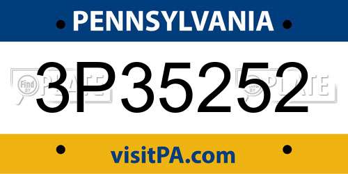 3P35252 Pennsylvania License Plate