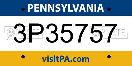 3P35757 Pennsylvania License Plate