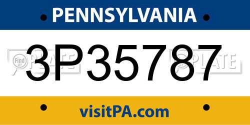 3P35787 Pennsylvania License Plate