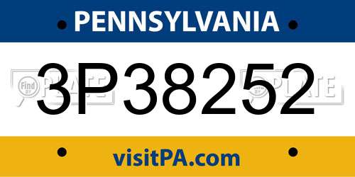 3P38252 Pennsylvania License Plate