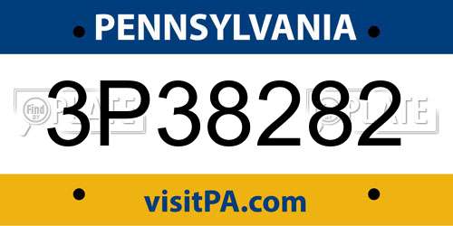 3P38282 Pennsylvania License Plate