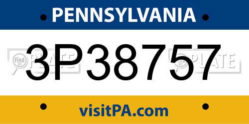 3P38757 Pennsylvania License Plate