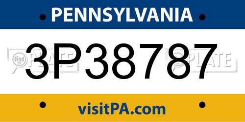 3P38787 Pennsylvania License Plate
