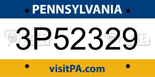 3P52329 Pennsylvania License Plate