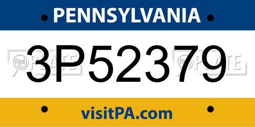 3P52379 Pennsylvania License Plate