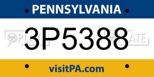 3P5388 Pennsylvania License Plate