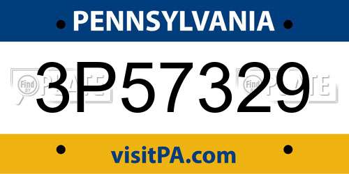 3P57329 Pennsylvania License Plate