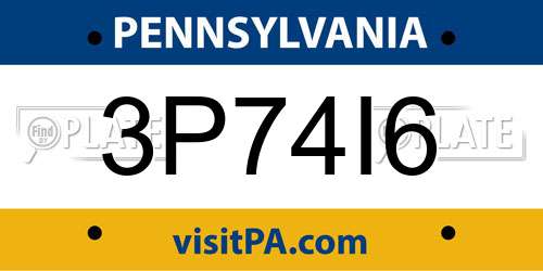 3P74I6 Pennsylvania License Plate