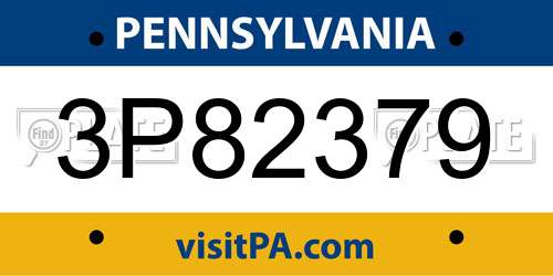 3P82379 Pennsylvania License Plate