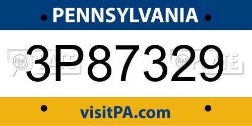 3P87329 Pennsylvania License Plate