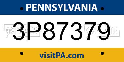 3P87379 Pennsylvania License Plate