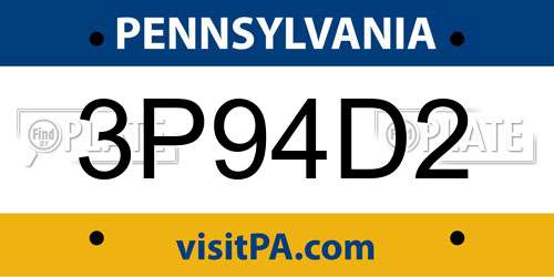 3P94D2 Pennsylvania License Plate