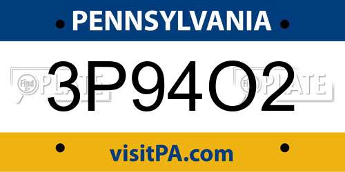 3P94O2 Pennsylvania License Plate