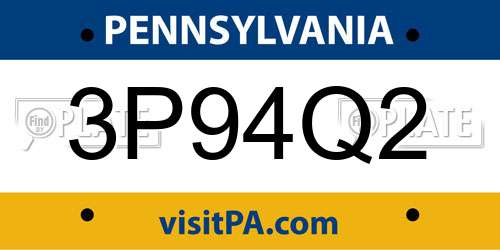 3P94Q2 Pennsylvania License Plate
