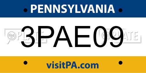 3PAE09 Pennsylvania License Plate
