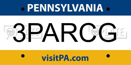 3PARCG Pennsylvania License Plate