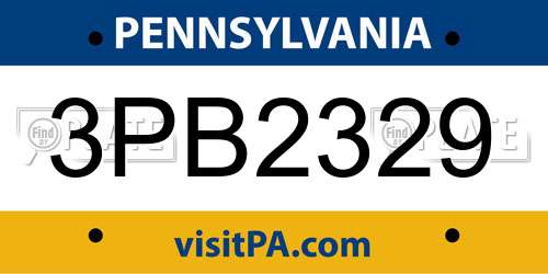 3PB2329 Pennsylvania License Plate