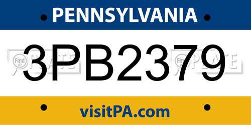3PB2379 Pennsylvania License Plate