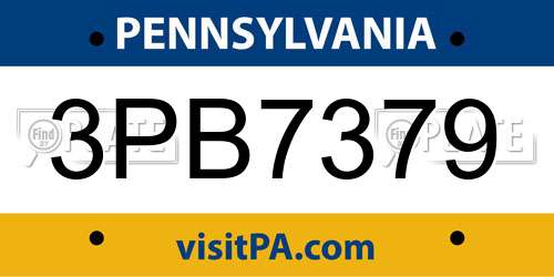 3PB7379 Pennsylvania License Plate