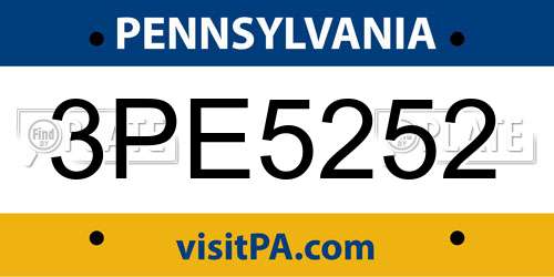 3PE5252 Pennsylvania License Plate