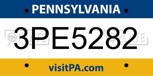 3PE5282 Pennsylvania License Plate