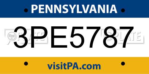 3PE5787 Pennsylvania License Plate