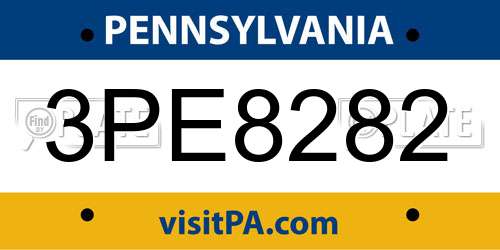 3PE8282 Pennsylvania License Plate
