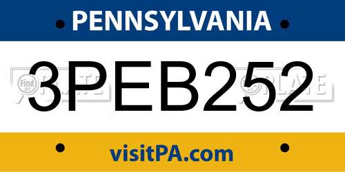 3PEB252 Pennsylvania License Plate
