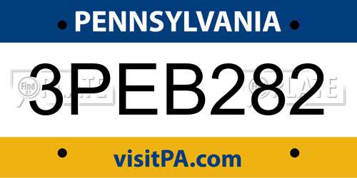 3PEB282 Pennsylvania License Plate