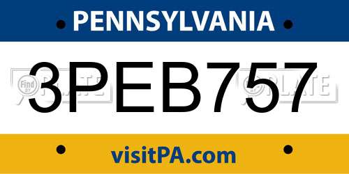 3PEB757 Pennsylvania License Plate