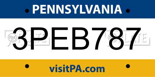 3PEB787 Pennsylvania License Plate