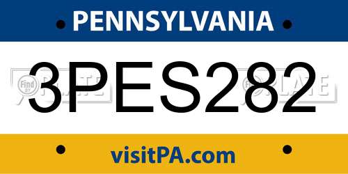 3PES282 Pennsylvania License Plate