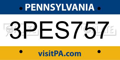 3PES757 Pennsylvania License Plate
