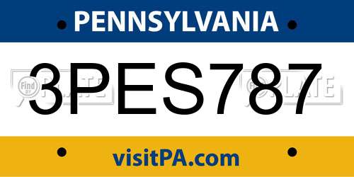 3PES787 Pennsylvania License Plate