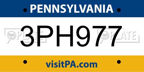 3PH977 Pennsylvania License Plate
