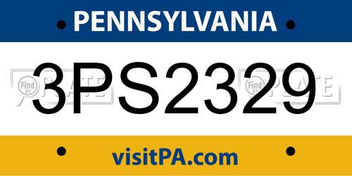 3PS2329 Pennsylvania License Plate