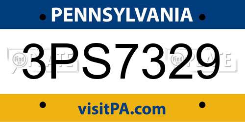 3PS7329 Pennsylvania License Plate