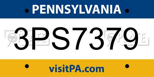 3PS7379 Pennsylvania License Plate