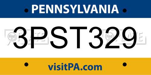 3PST329 Pennsylvania License Plate
