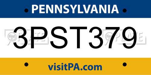 3PST379 Pennsylvania License Plate