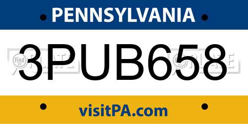 3PUB658 Pennsylvania License Plate