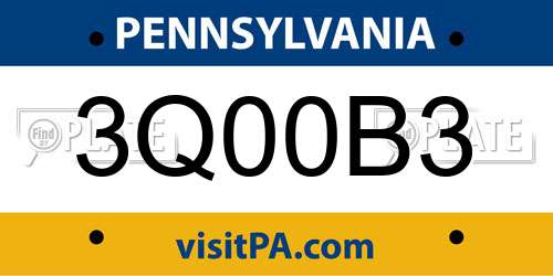 3Q00B3 Pennsylvania License Plate