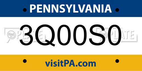 3Q00S0 Pennsylvania License Plate