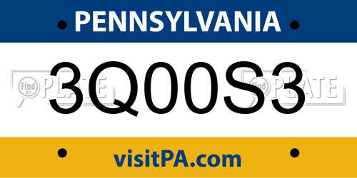 3Q00S3 Pennsylvania License Plate