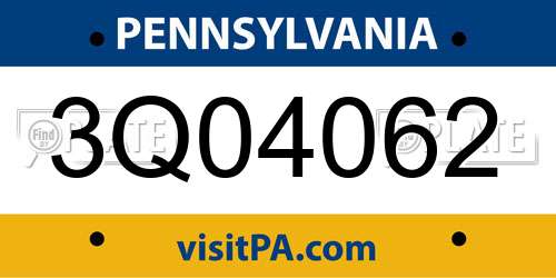 3Q04062 Pennsylvania License Plate
