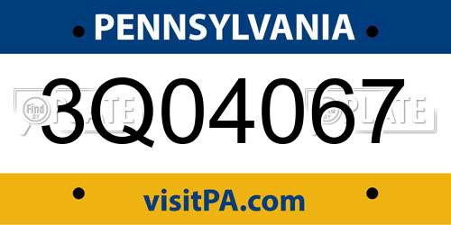 3Q04067 Pennsylvania License Plate