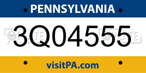 3Q04555 Pennsylvania License Plate