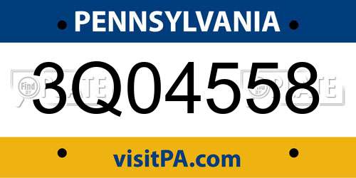 3Q04558 Pennsylvania License Plate